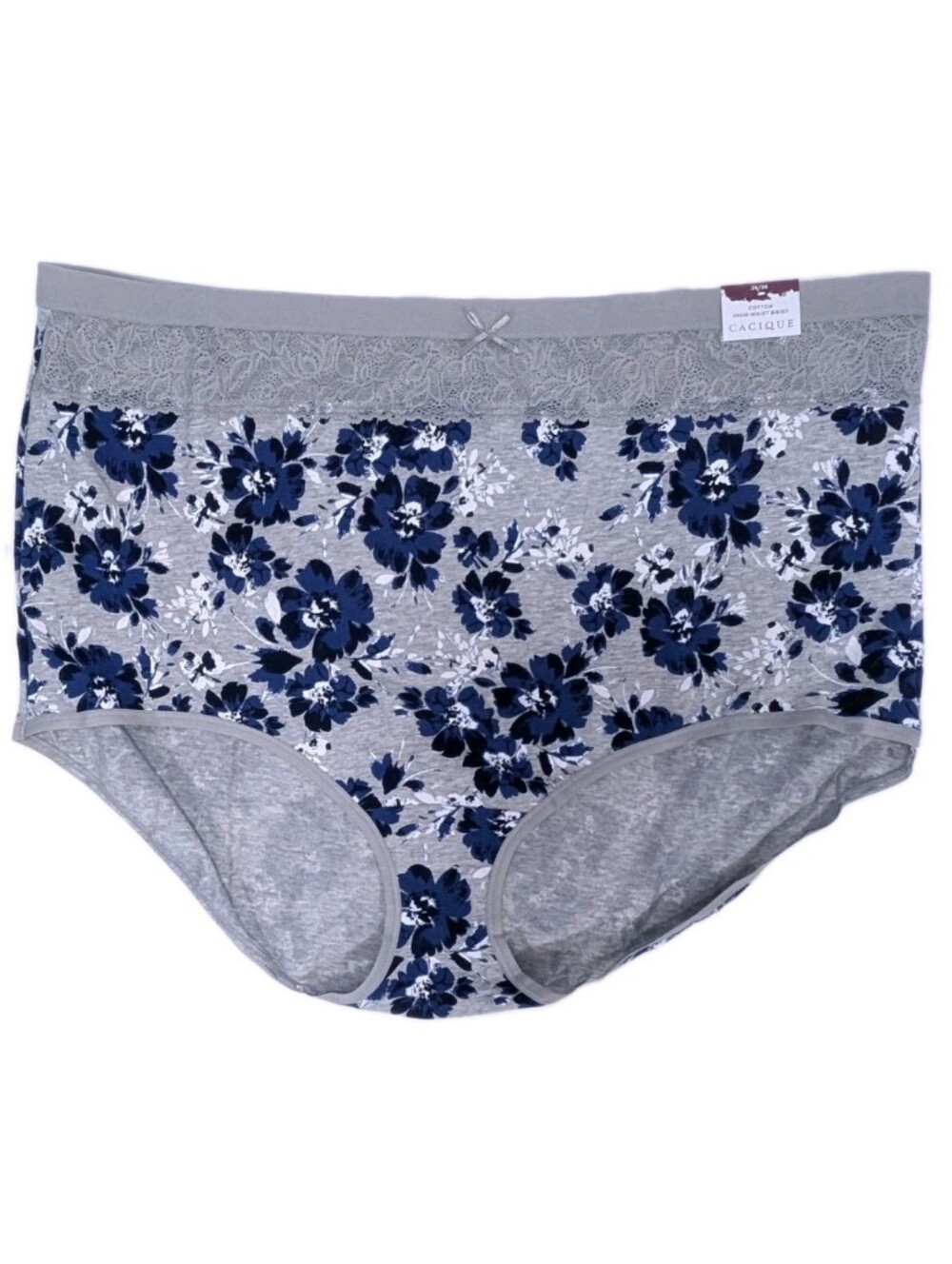 Cacique Cotton High Waist Brief 26/28 Women Plus Size Panty New Lace floral